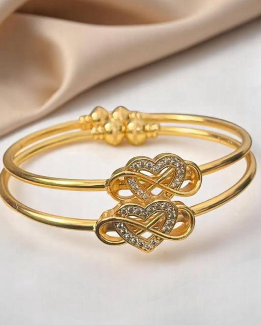 Elegant Women's Gold-Toned Crystal Embellished Kada Set (BG9)