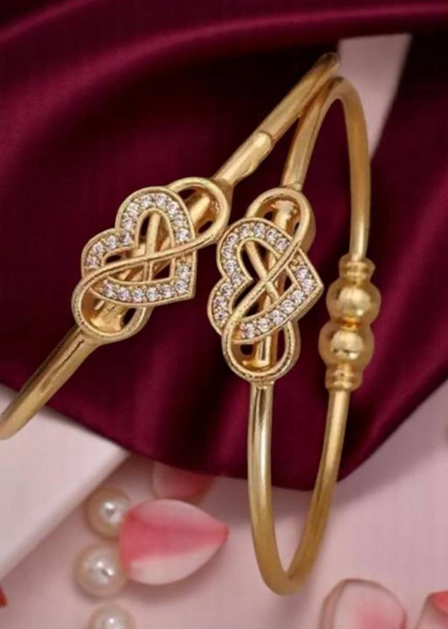 Elegant Women's Gold-Toned Crystal Embellished Kada Set (BG9)