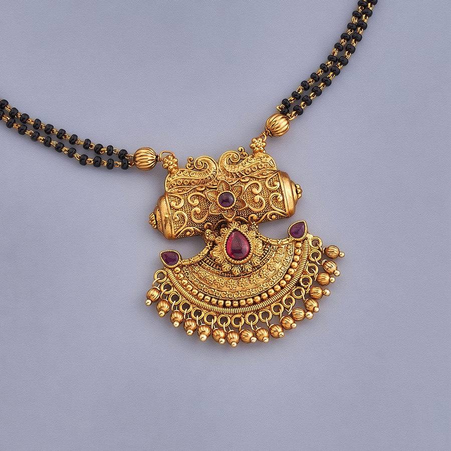 Ethnic Gold Plated Designer Pendant Necklace Set (AA17)