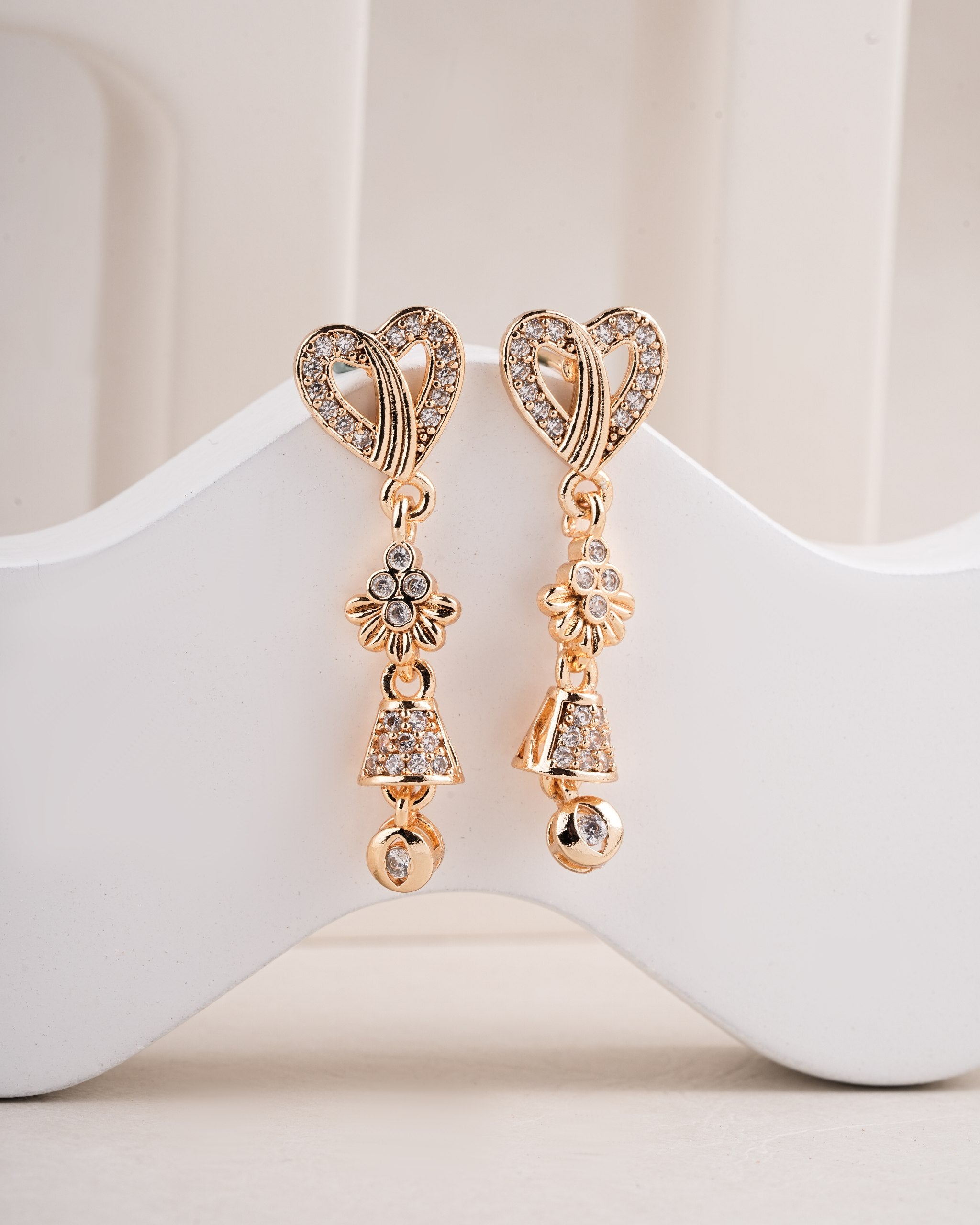 Gold Plated Floral Crystal Drop Earrings ( ERG 2)