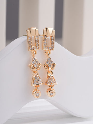 Gold Plated Floral Crystal Drop Earrings ( ERG 4)