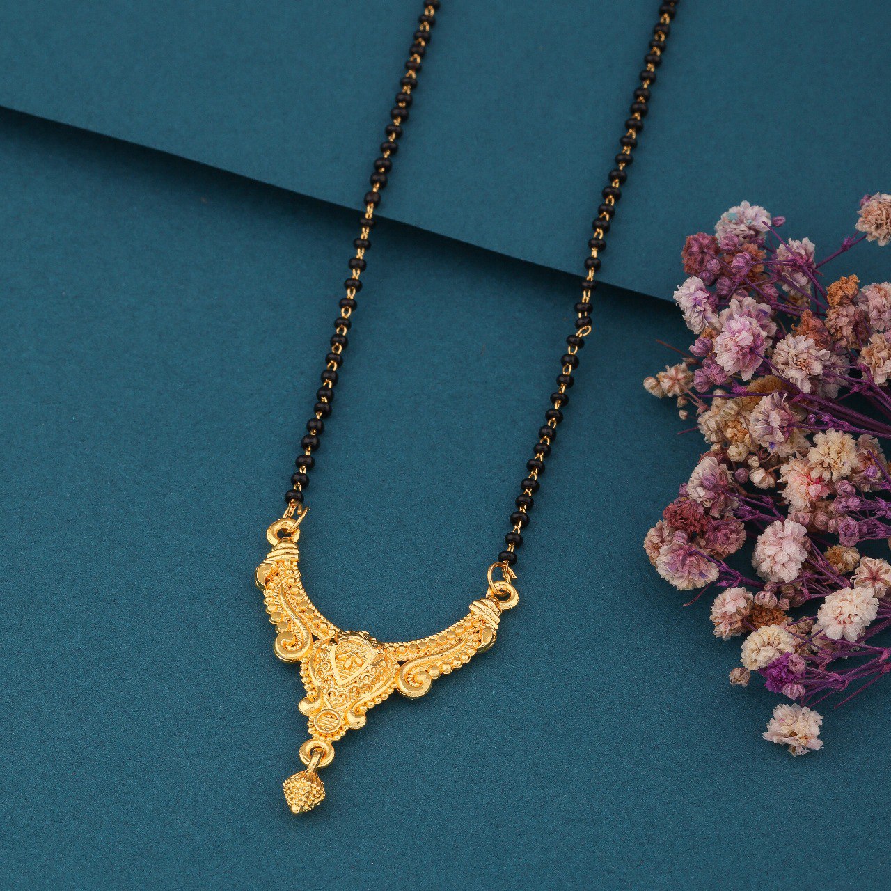 Traditional Gold-Toned Designer Mangalsutra Necklace for Women (sm6)