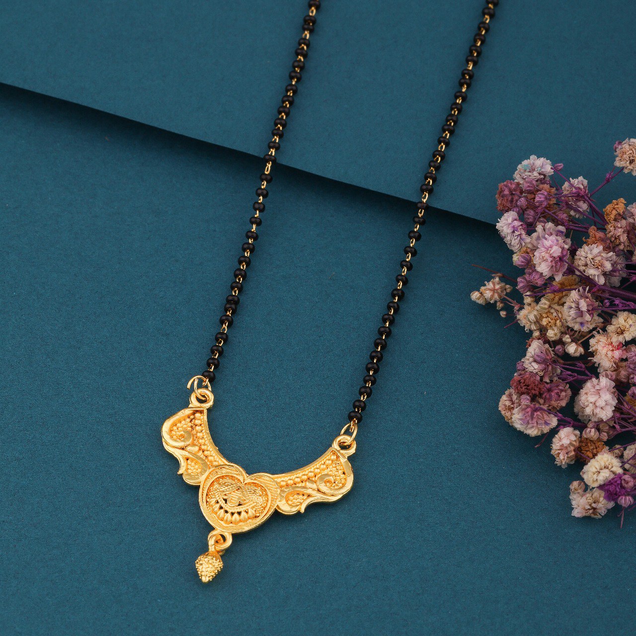 Traditional Gold-Toned Designer Mangalsutra Necklace for Women (sm11)