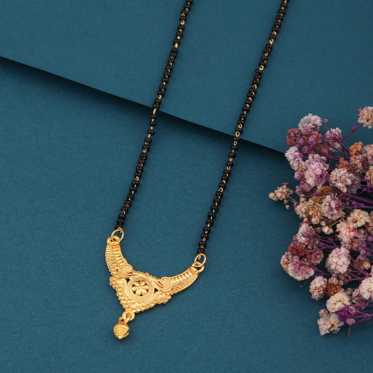 Traditional Gold-Toned Designer Mangalsutra Necklace for Women (sm13)