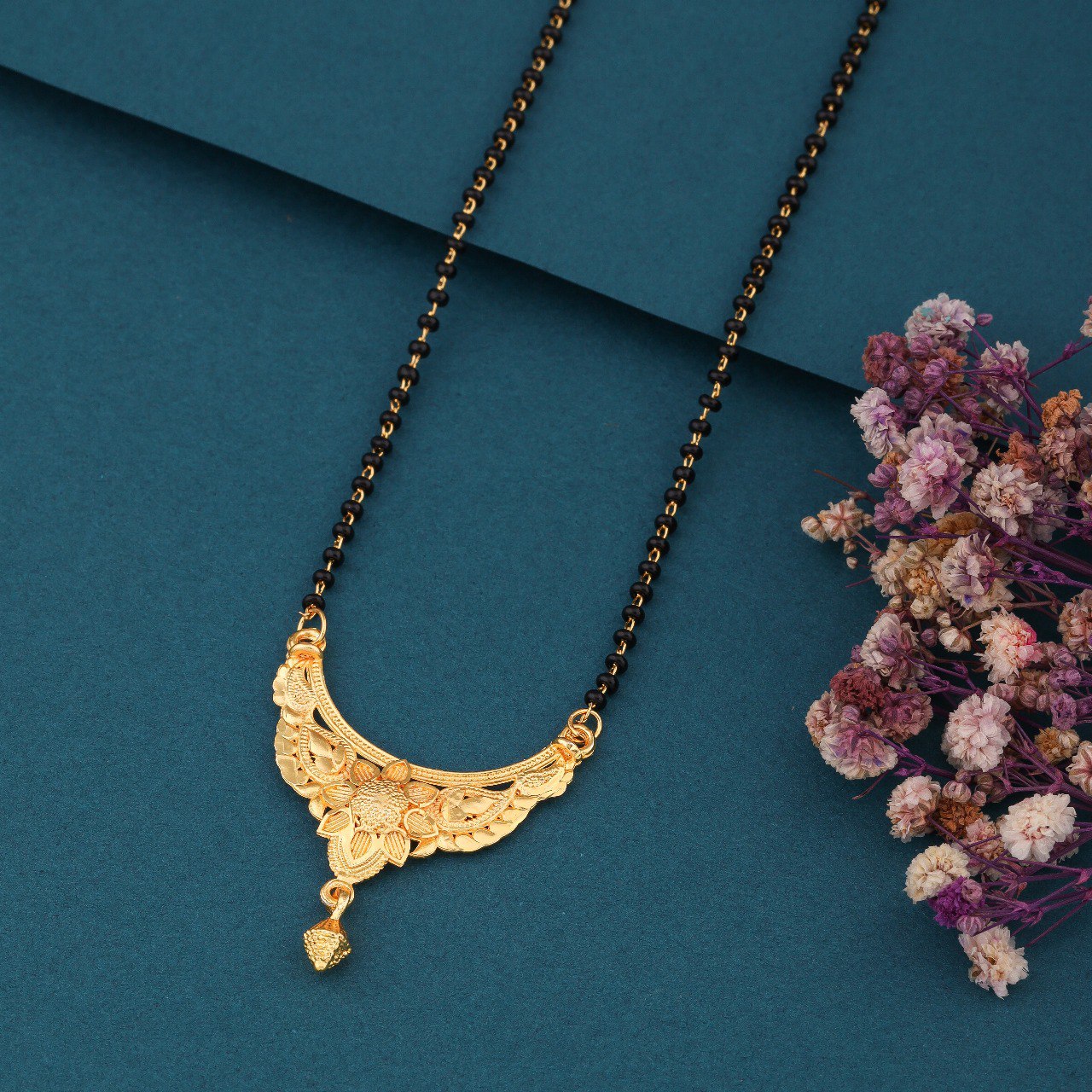 Traditional Gold-Toned Designer Mangalsutra Necklace for Women (sm14)