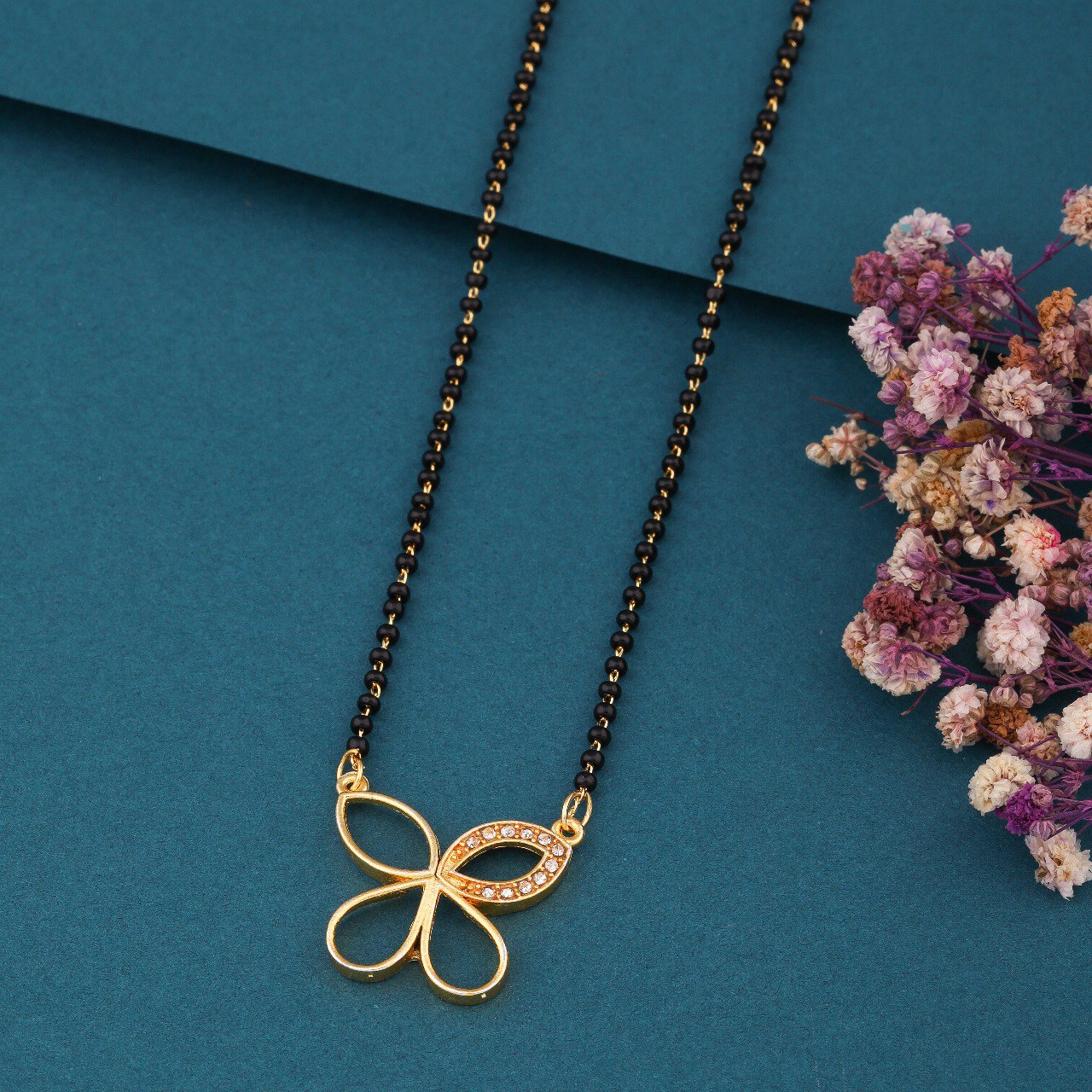 Elegant Gold-Toned Diamond Mangalsutra Necklace for Women (sm17)