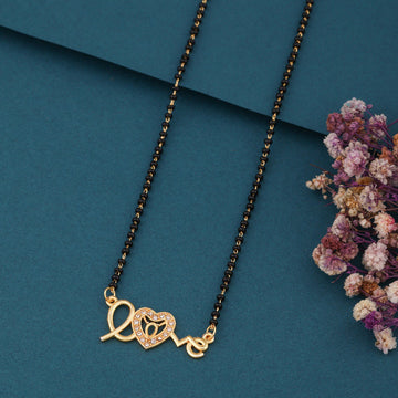 Elegant Gold-Toned Diamond Mangalsutra Necklace for Women (sm20)