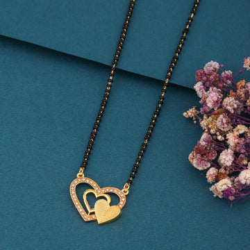 Elegant Gold-Toned Diamond Mangalsutra Necklace for Women (sm21)