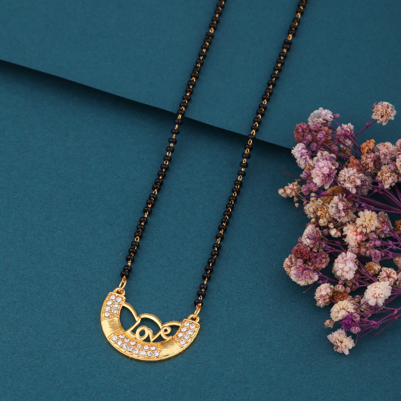 Elegant Gold-Toned Diamond Mangalsutra Necklace for Women (sm22)