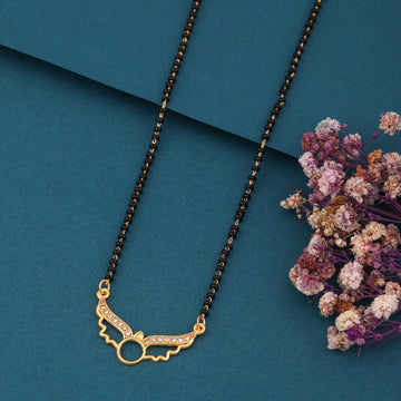 Elegant Gold-Toned Diamond Mangalsutra Necklace for Women (sm24)