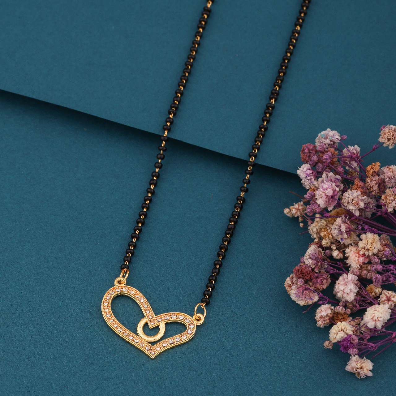 Elegant Gold-Toned Diamond Mangalsutra Necklace for Women (sm25)