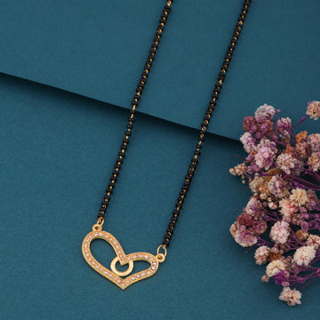 Elegant Gold-Toned Diamond Mangalsutra Necklace for Women (sm25)