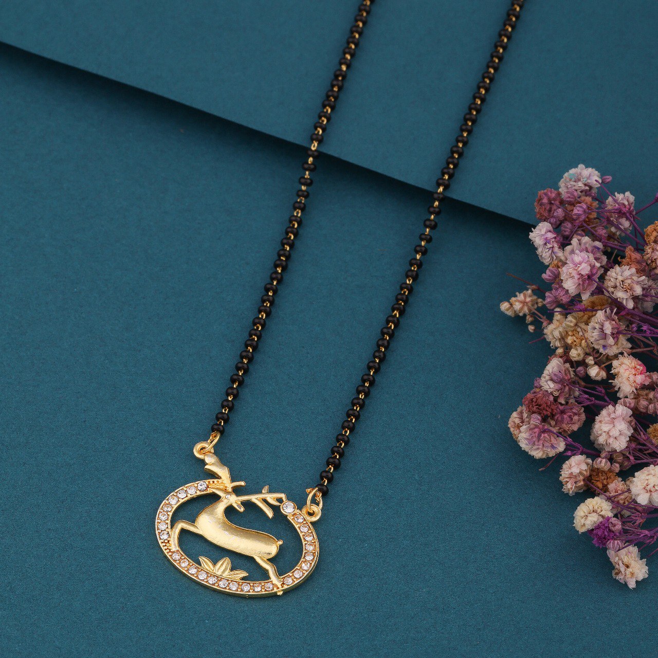 Elegant Gold-Toned Diamond Mangalsutra Necklace for Women (sm26)