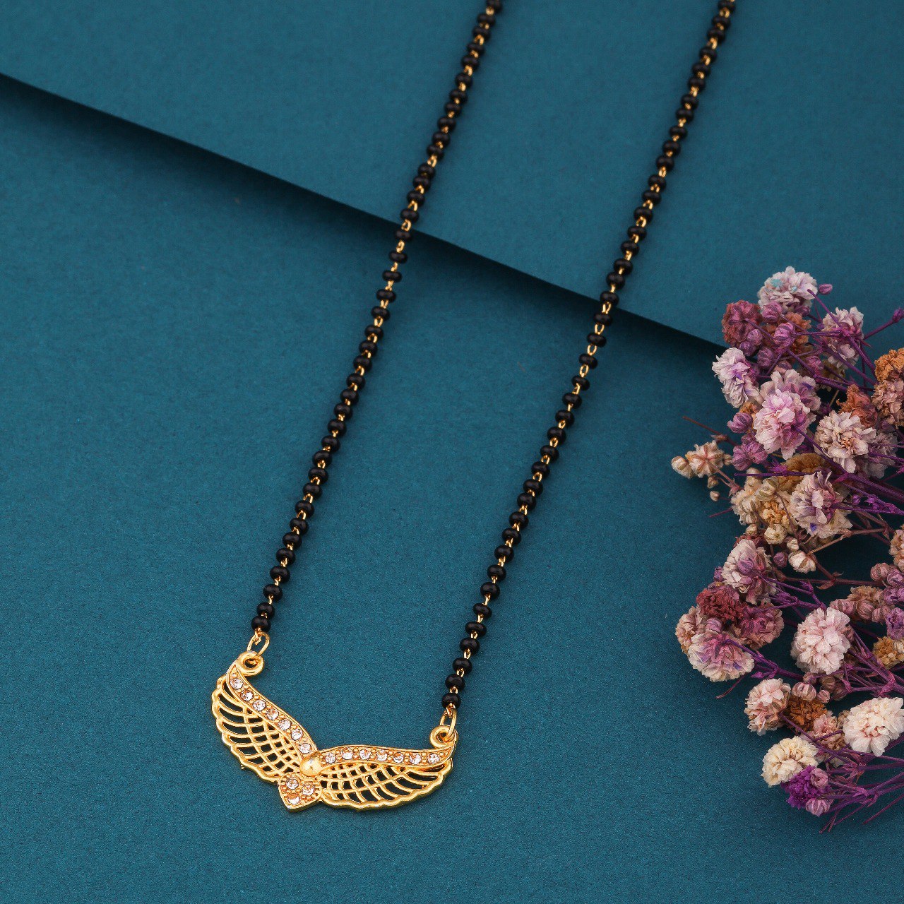Elegant Gold-Toned Diamond Mangalsutra Necklace for Women (sm27)