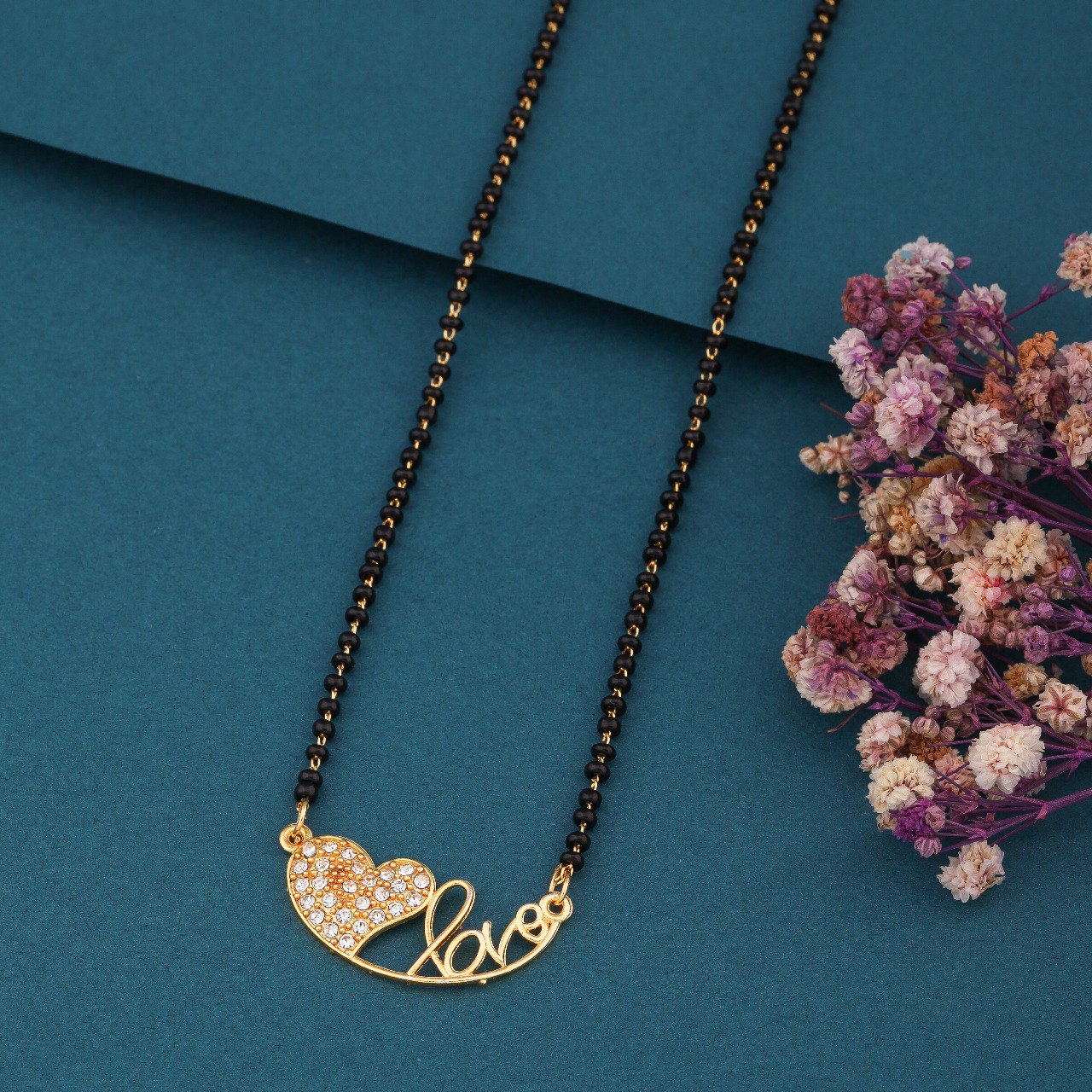 Elegant Gold-Toned Diamond Mangalsutra Necklace for Women (sm28)