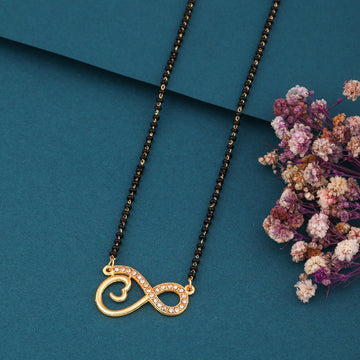 Elegant Gold-Toned Diamond Mangalsutra Necklace for Women (sm30)