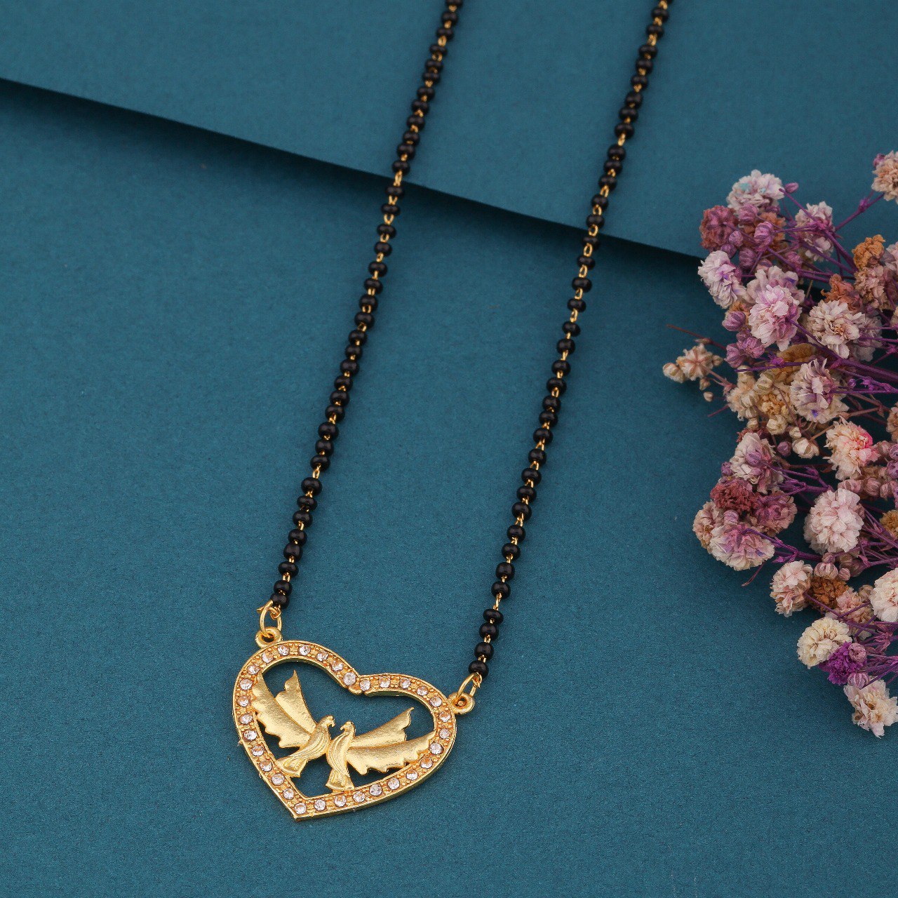 Elegant Gold-Toned Diamond Mangalsutra Necklace for Women (sm31)