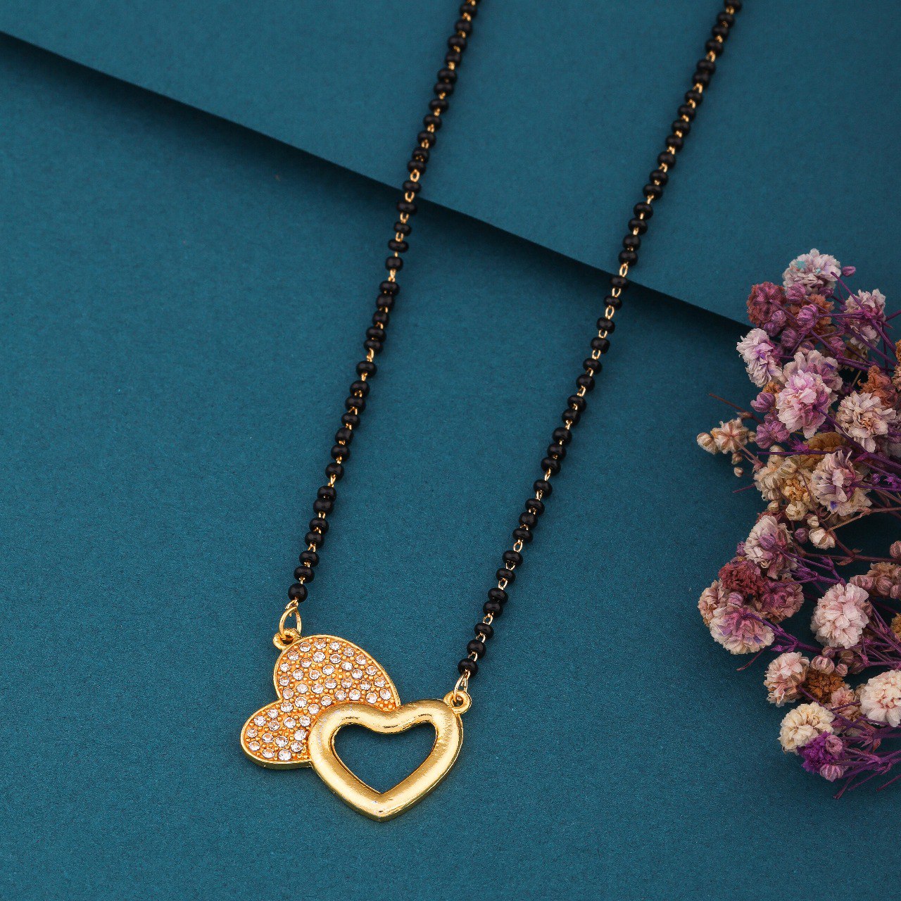 Elegant Gold-Toned Diamond Mangalsutra Necklace for Women (sm33)