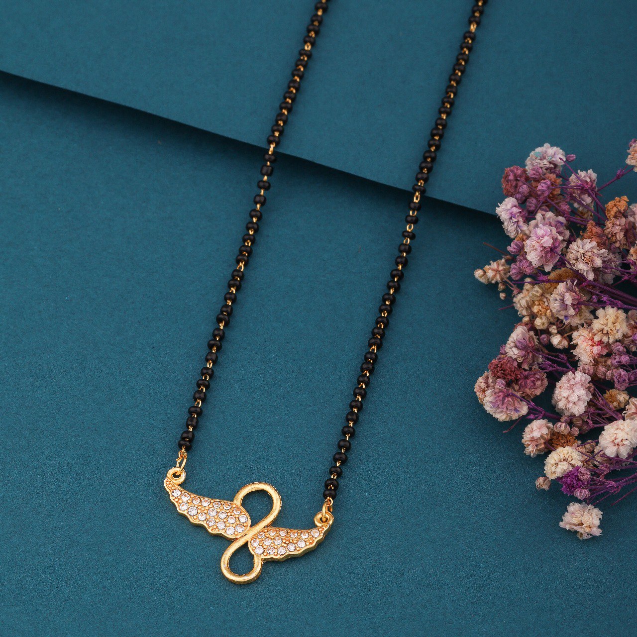 Elegant Gold-Toned Diamond Mangalsutra Necklace for Women (sm36)