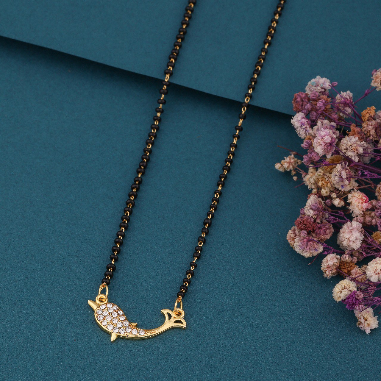 Elegant Gold-Toned Diamond Mangalsutra Necklace for Women (sm37)