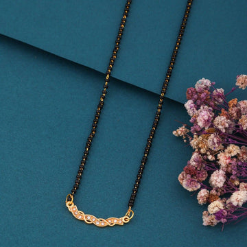 Elegant Gold-Toned Diamond Mangalsutra Necklace for Women (sm1)