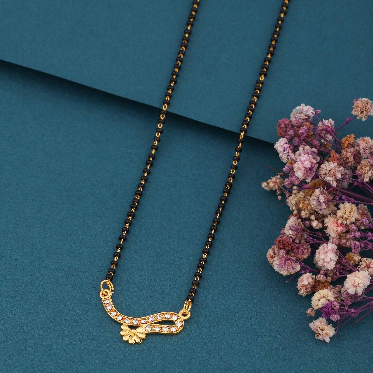 Elegant Gold-Toned Diamond Mangalsutra Necklace for Women (sm2)