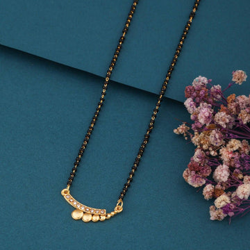 Elegant Gold-Toned Diamond Mangalsutra Necklace for Women (sm3)