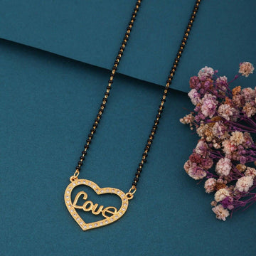 Elegant Gold-Toned Diamond Mangalsutra Necklace for Women (sm5)