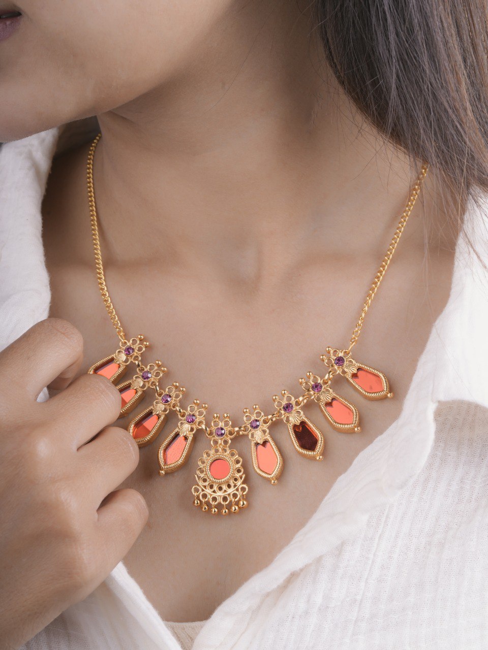 Premium Necklace Set with Earrings (D1-red)