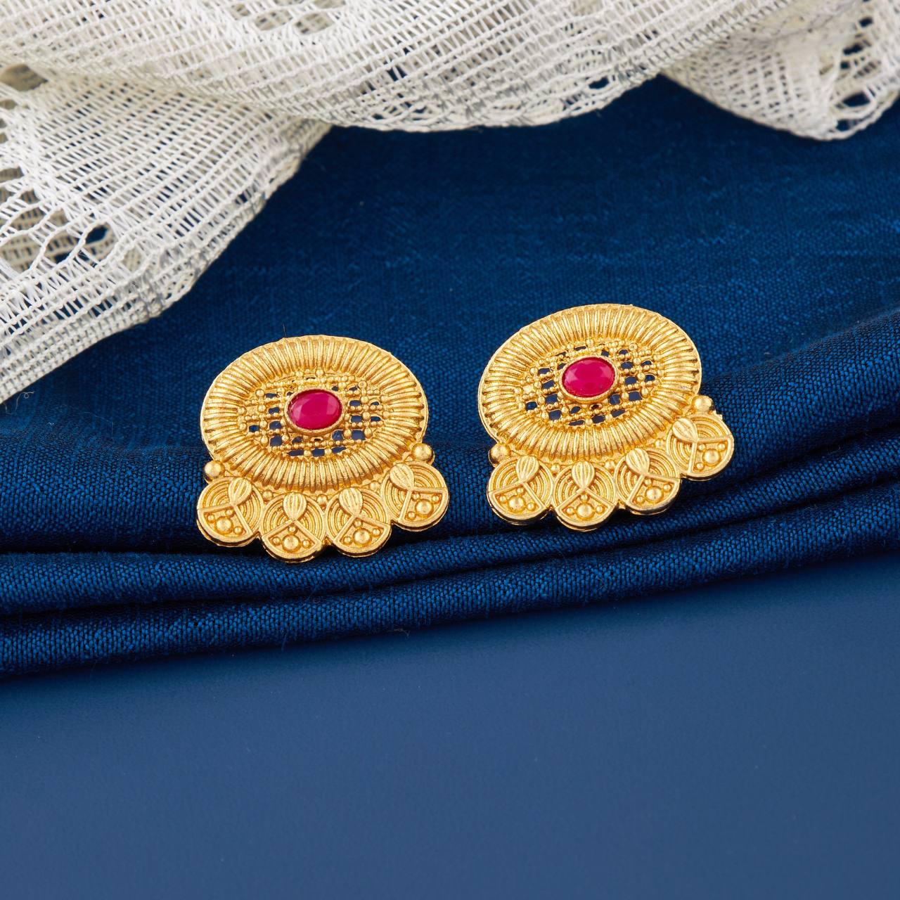 Traditional Gold Plated Designer Stud Earrings for Women (K7)