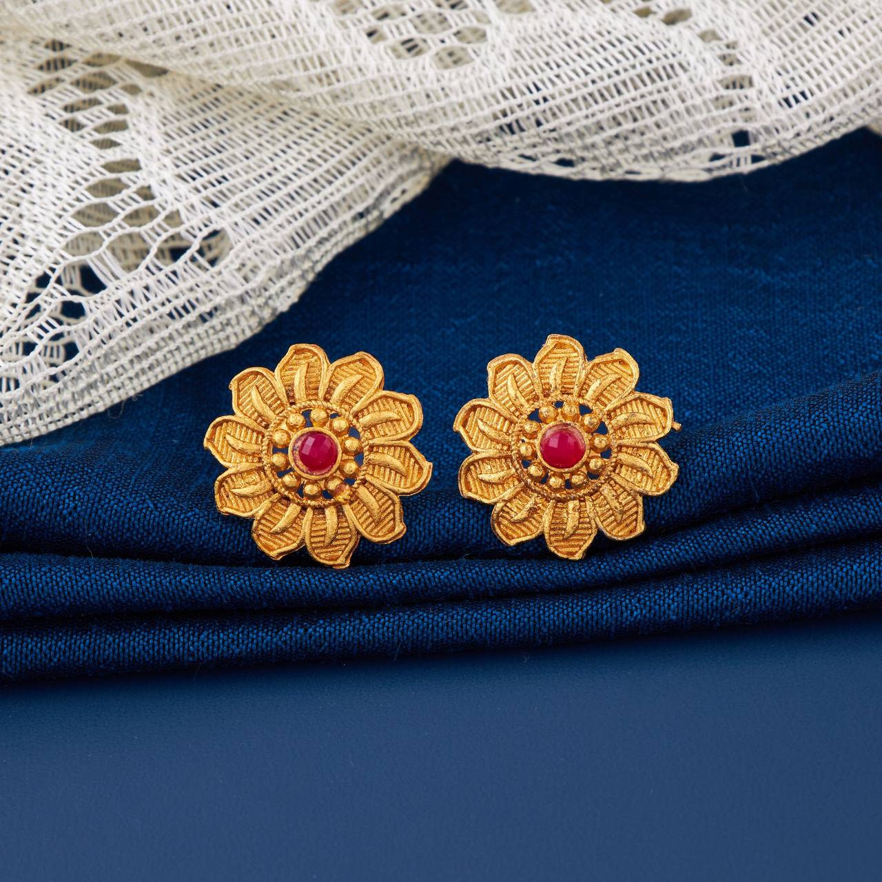 Traditional Gold Plated Designer Stud Earrings for Women (K9)